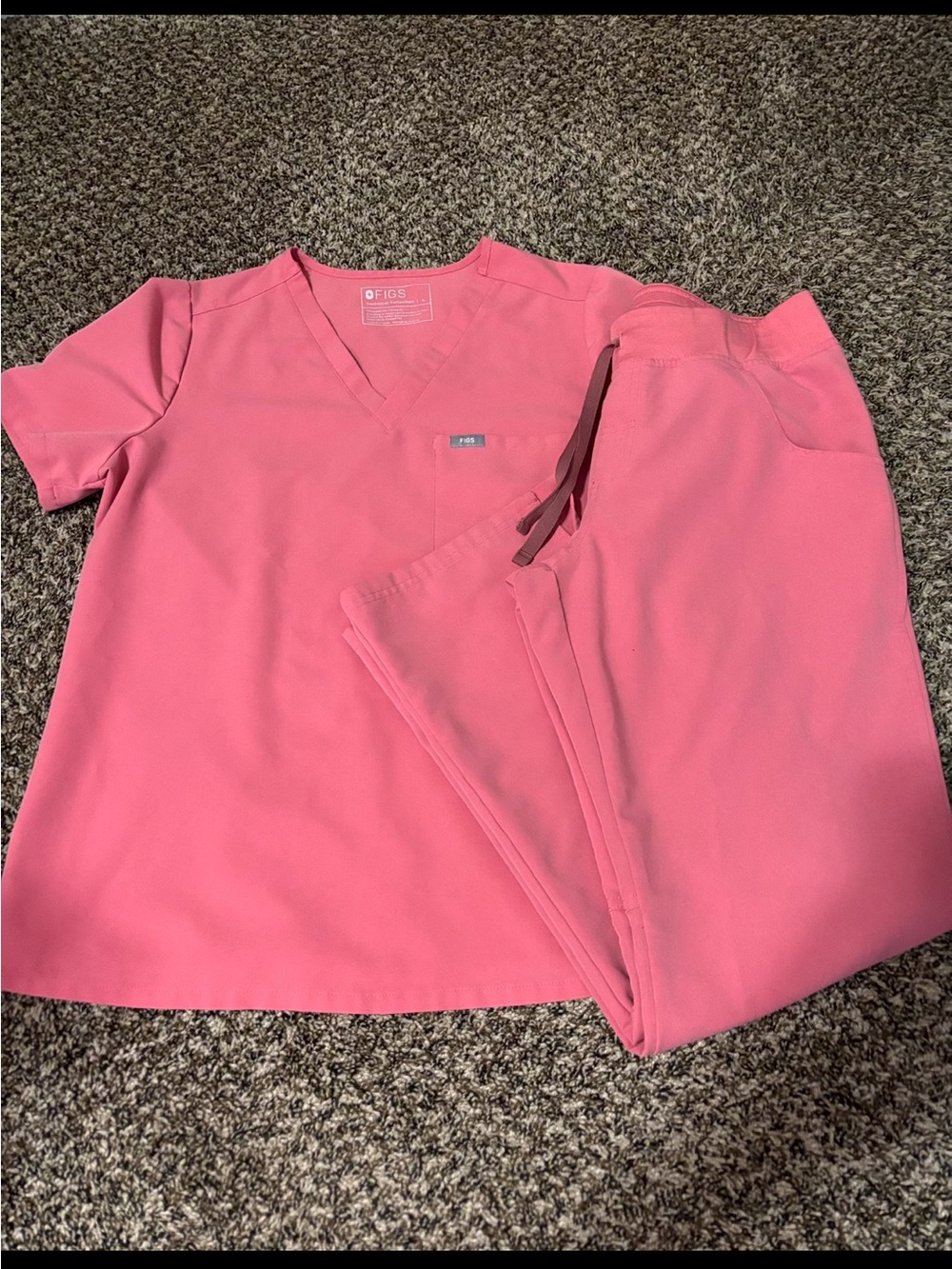 Figs Kids Pink Short Sleeve Scrub Top and Pants Set